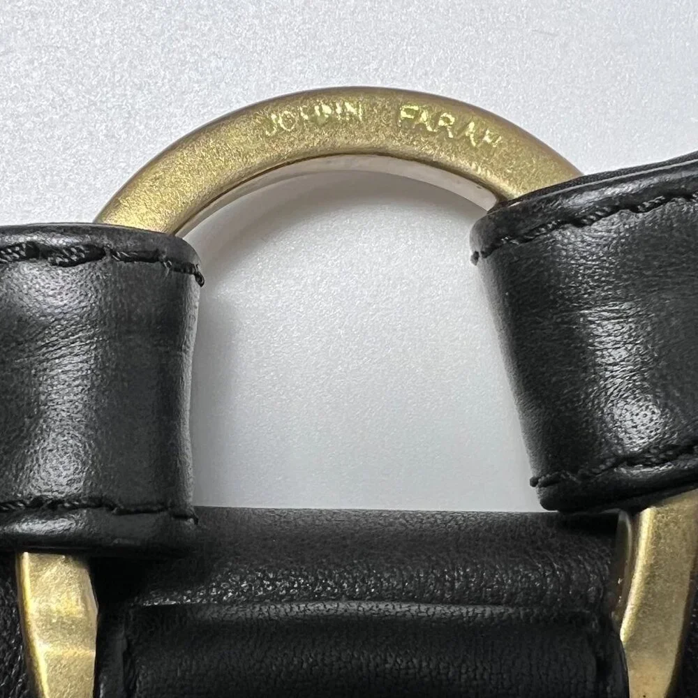 JOHNNY FARAH Black Leather/Nylon Backpack with Gold metal‎ Hardware
